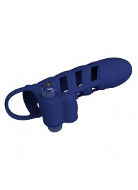Синяя насадка на пенис Powerful Ring - 18,8 см. - Baile - в Хабаровске купить с доставкой