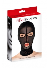 Черная сетчатая маска на голову с отверстиями для глаз и рта - Fetish Tentation - купить с доставкой в Хабаровске