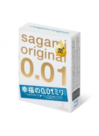 Увлажнённые презервативы Sagami Original 0.01 Extra Lub - 2 шт. - Sagami - купить с доставкой в Хабаровске
