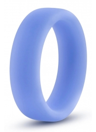 Голубое люминесцентное кольцо Silicone Glo Cock Ring - Blush Novelties - в Хабаровске купить с доставкой