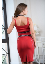 Черно-серебристая портупея-юбка plus size с цепочками - БДСМ Арсенал - купить с доставкой в Хабаровске