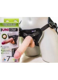 Страпон-унисекс с двумя насадками UNI strap 7  Harness - 19 и 16 см. - LOVETOY (А-Полимер) - купить с доставкой в Хабаровске