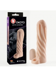 Телесная насадка-удлинитель Okoto со спиралевидным рельефом - 16 см. - Sitabella - в Хабаровске купить с доставкой