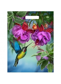 Пакет с принтом в виде колибри в цветах с вырубной ручкой (31х40 см) - Сима-Ленд - купить с доставкой в Хабаровске