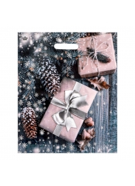 Новогодний пакет с принтом в виде подарков и вырубной ручкой (45х38 см) - Сима-Ленд - купить с доставкой в Хабаровске