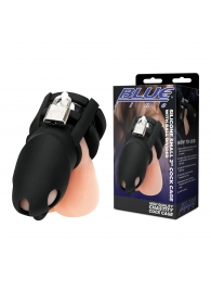 Черная клетка для пениса Silicone Small 2 in Cock Cage With Ball Divider - BlueLine - купить с доставкой в Хабаровске