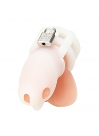Белая клетка для пениса Silicone Small 2 in Cock Cage With Ball Divider - BlueLine - купить с доставкой в Хабаровске