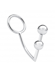 Кольцо на пенис с анальным стимулятором Two Bead Stainless Steel Anal Hook   Cock Ring - BlueLine - в Хабаровске купить с доставкой