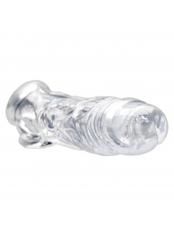 Прозрачная насадка для увеличения члена Realistic Clear Penis Enhancer and Ball Stretcher - 20,3 см. - XR Brands - в Хабаровске купить с доставкой
