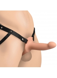 Телесный полый страпон на черных регулируемых ремешках 2’’ Erection Smooth Silicone Penis Sheath - XR Brands - купить с доставкой в Хабаровске