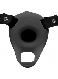 Черный полый страпон с вибрацией 2’’ Erection 28X Smooth Vibrating Silicone Penis Sheath - XR Brands - купить с доставкой в Хабаровске