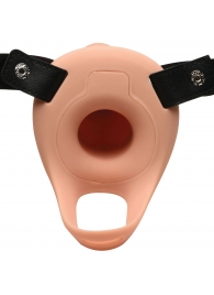 Телесный полый страпон 2  Erection 28X Smooth Vibrating Silicone Penis Sheath - 16 см. - XR Brands - купить с доставкой в Хабаровске
