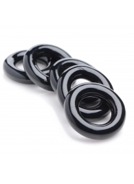 Комплект из 5 черных эрекционных колец для мошонки Ring Master Custom Ball Stretcher Kit - XR Brands - в Хабаровске купить с доставкой