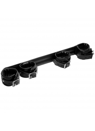 Черная распорка с манжетами для рук и ног Deluxe Rigid Spreader Bar - XR Brands - купить с доставкой в Хабаровске