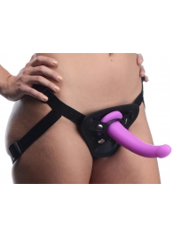 Лиловый поясной страпон Navigator Silicone G-Spot Dildo with Harness - 17,8 см. - XR Brands - купить с доставкой в Хабаровске
