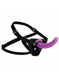 Лиловый поясной страпон Navigator Silicone G-Spot Dildo with Harness - 17,8 см. - XR Brands - купить с доставкой в Хабаровске