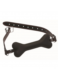 Черный кляп в форме косточки Hound Adjustable Dog Bone Gag - XR Brands - купить с доставкой в Хабаровске