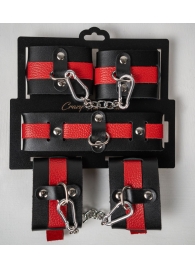 Черно-красный набор фиксаций: наручники, оковы и ошейник - Crazy Handmade - купить с доставкой в Хабаровске