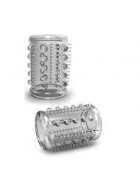 Прозрачная насадка с шипами и шишечками STAY HARD COCK SLEEVE 03 CLEAR - Blush Novelties - в Хабаровске купить с доставкой