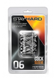 Прозрачная насадка с объёмными чёрточками STAY HARD COCK SLEEVE 06 CLEAR - Blush Novelties - в Хабаровске купить с доставкой