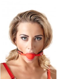 Силиконовый кляп-шар на чёрных ремешках Red Gag silicone - Orion - купить с доставкой в Хабаровске