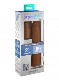 Коричневая насадка на член 2  Silicone X-tension - 20,3 см. - Pipedream - в Хабаровске купить с доставкой