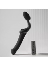 Черный безремневой вибрострапон Strap-On-Me Multi Orgasm Size XL - Strap-on-me - купить с доставкой в Хабаровске