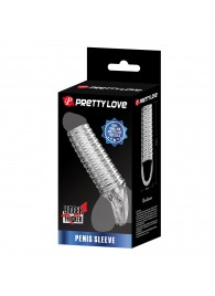 Прозрачная насадка на пенис с ребрышками и подхватом мошонки - Baile - в Хабаровске купить с доставкой