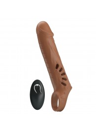 Коричневая вибронасадка с подхватом мошонки и пультом ДУ - Baile - в Хабаровске купить с доставкой