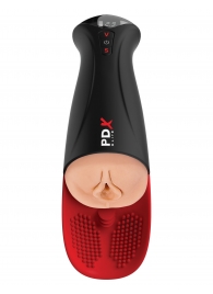 Телесный мастурбатор-вагина в черной колбе с вибрацией Fuck-O-Matic Pro XL - Pipedream - в Хабаровске купить с доставкой