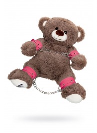 Бондажный набор: бурый мишка с розовыми оковами и наручниками - Pecado - купить с доставкой в Хабаровске