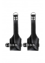 Черные подвесы с белой строчкой - Pecado - купить с доставкой в Хабаровске