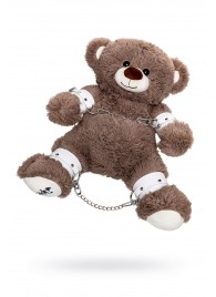 Бондажный набор: бурый мишка с белыми оковами и наручниками - Pecado - купить с доставкой в Хабаровске