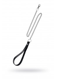 Поводок с ручкой из черной натуральной кожи и карабином для ошейника - Pecado - купить с доставкой в Хабаровске