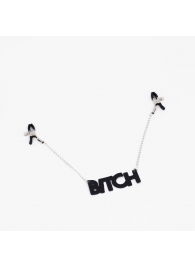 Зажимы на соски с кожаной подвеской Bitch - Crazy Handmade - купить с доставкой в Хабаровске