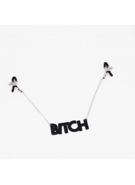Зажимы на соски с кожаной подвеской Bitch - Crazy Handmade - купить с доставкой в Хабаровске