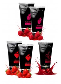 Набор из 5 съедобных лубрикантов JUJU (клубника х 2, малина х 2, вишня) - JuJu - купить с доставкой в Хабаровске