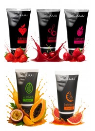 Набор из 5 съедобных лубрикантов JUJU (клубника, малина, тропические фрукты, вишня, грейпфрут) - JuJu - купить с доставкой в Хабаровске