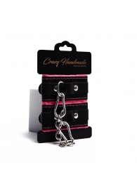 Черно-розовые скругленные наручники с мягкой подкладкой - Crazy Handmade - купить с доставкой в Хабаровске