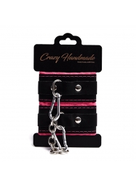 Черно-розовые скругленные наручники с мягкой подкладкой - Crazy Handmade - купить с доставкой в Хабаровске