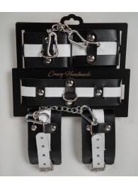 Набор фиксаторов из черной и белой натуральной кожи - Crazy Handmade - купить с доставкой в Хабаровске
