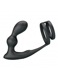 Черный вибростимулятор простаты с фиксацией кольцами - Baile - в Хабаровске купить с доставкой