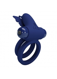 Синее эрекционное кольцо с вибростимуляцией клитора - Baile - в Хабаровске купить с доставкой