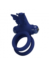 Синее эрекционное кольцо с вибростимуляцией клитора - Baile - в Хабаровске купить с доставкой