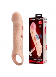 Телесная удлиняющая насадка с рельефом и вибрацией Brad - 21,3 см. - Baile - в Хабаровске купить с доставкой