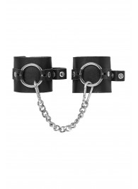 Черные наручники из толстой натуральной кожи с люверсами - Pecado - купить с доставкой в Хабаровске