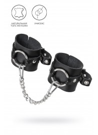 Черные наручники из толстой натуральной кожи с люверсами - Pecado - купить с доставкой в Хабаровске