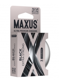 Черные утолщенные презервативы MAXUS Extra Strong с железным кейсом - 3 шт. - Maxus - купить с доставкой в Хабаровске