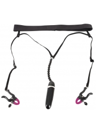 Женские вибростринги с зажимами для половых губ Spreader String with Vibrator - Orion - купить с доставкой в Хабаровске