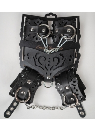 Черный ажурный кожаный набор фиксаций - Crazy Handmade - купить с доставкой в Хабаровске